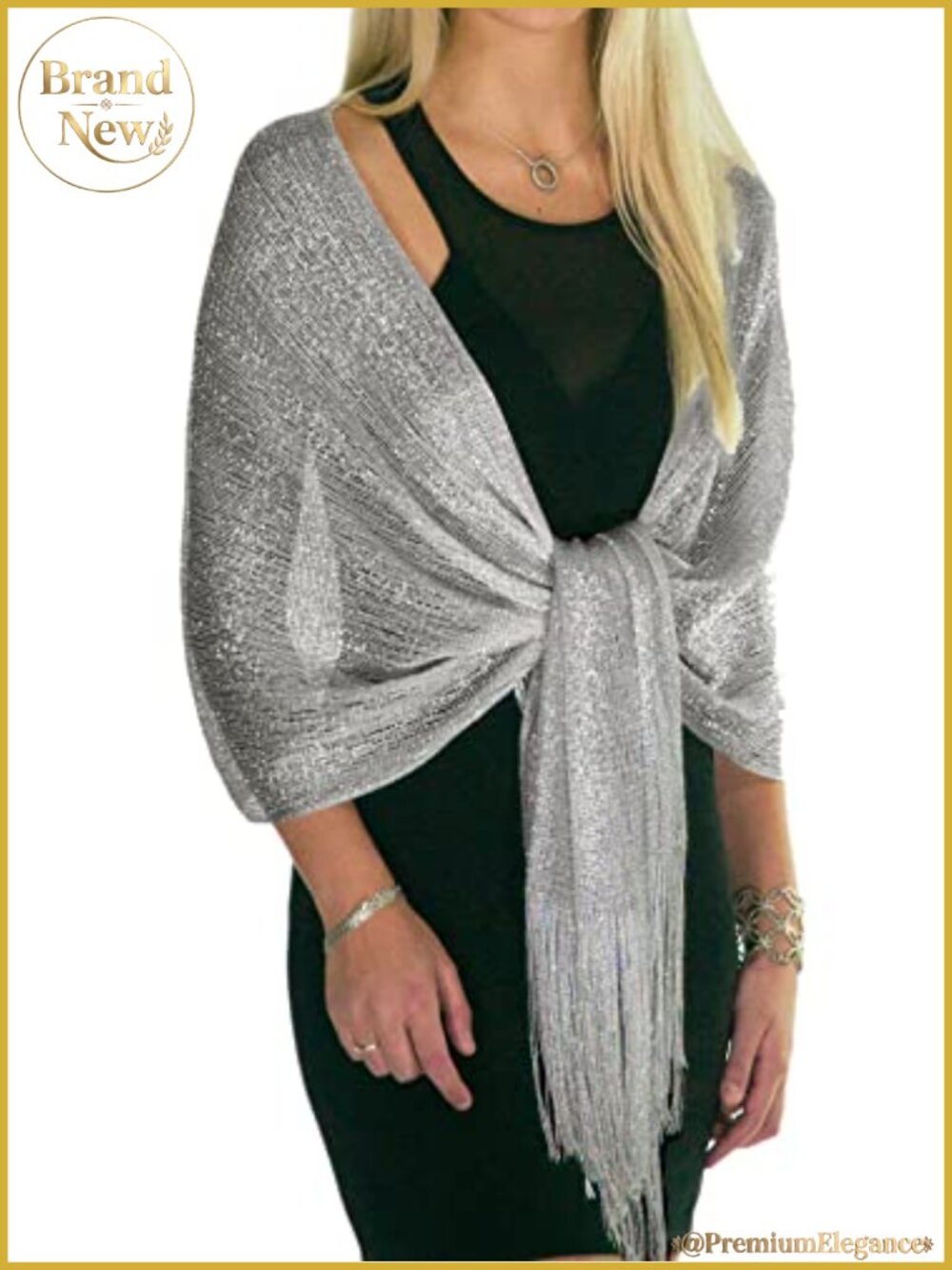 Metallic Glitter Shawl Wrap Evening Dress Wedding Sparkling Cover Up